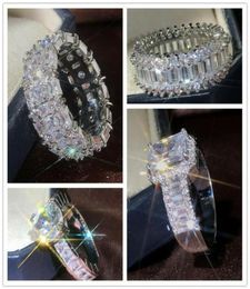 Fashion High Quality Silver plaquée Anneaux de mariage luxueux incrusté cubic Zirconia Engagement Promesse Ring pour les femmes bijoux22503608636364
