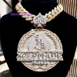 Mode Hip Hop Bling glacé Moissanite bijoux en argent Sterling diamant charme personnalisé pendentif collier