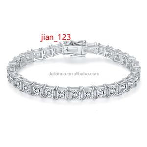 Fashion Hip Hop GRA Certified Moissanite Jewelry 925 Sterling Silver Tennis Link 4mm Princess Cut Moissanite armband voor vrouwen