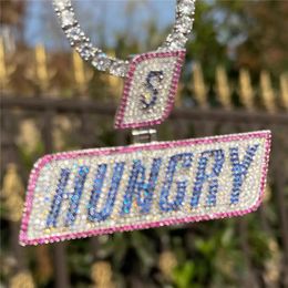 Mode Hip Hop Bijoux 18K Jaune Blanc Plaqué Or Bling Glacé CZ Nom Personnalisé Lettre Pendentif avec 3mm 24 pouces Corde Chaîne