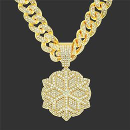 Hanger Kettingen Mode HIP HOP Sieraden Cubic Zirkoon Sneeuwvlok met Breedte 13mm Iced Out Miami Cubaanse Link Chain Choker Gift