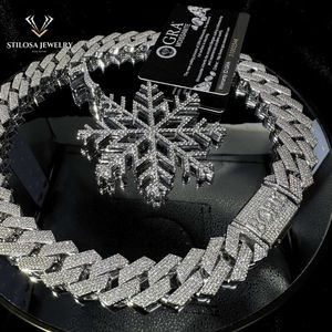 Mode hiphop sieraden op maat gemaakte maat sneeuwvlok met platina d kleur vvs moissaniet hanger met