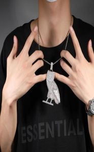 Collier pendentif en hibou Hip Hop Fashion avec chaîne en or blanc rempli Micro Pave CZ Zricon Collier Rapper Accessoires Ins 9994110