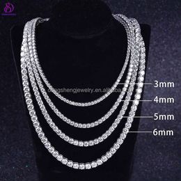 Bijoux Hip-hop à la mode pour femmes et hommes, chaîne ras du cou, cadeau, 5mm, plaqué glacé, Moissanite, Bracelet de Tennis, collier, chaîne de Tennis