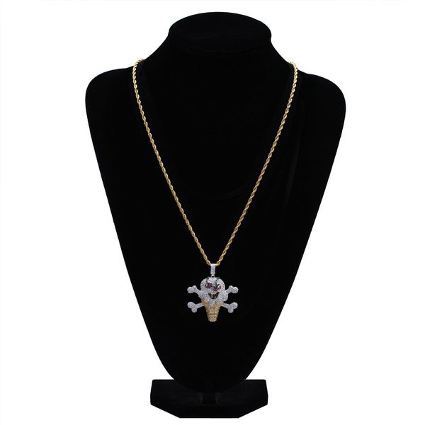 Fashion- Hip Hop Collier Cartoon Ice Cream Pirate Pendentif Colliers Ice Out Plaqué Or Pendentif Necklce Hiphop Jewlery
