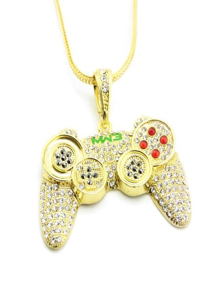 Collier Hip Hop Hop Bijoux Mode Gol Iced Out PS4 Game Contrôleur Pendant Collier pour Men9279081