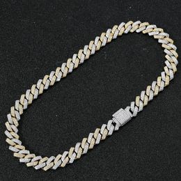 Collier Hip Hop Hop Men Braceuse Bracelet 14 mm Colliers de chaîne de liaison cubaine 16 18 20 22 24inch Rappeur Diamond Chains Double Col276p