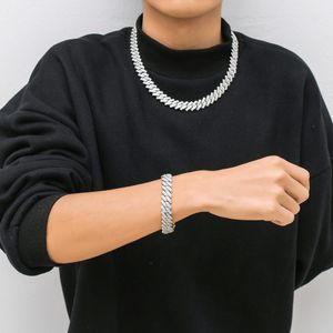 Mode Hip Hop Collier Hommes Designer Bracelet 14mm Cubain Lien Chaîne Véritable Plaqué Or Colliers 16/18/20/22/24 pouces Rappeur Diamant Chaînes Zircone Pierre Bracelets