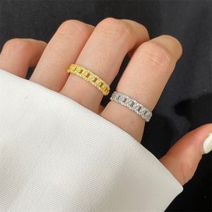 Mode Hip Hop Ring Luxe sieraden 925 Sterling Silver Ring Designer 5A Cubic Zirconia Gold Rings For Woman Anniversary Party With Box Valentines Day Gift Maat 5-9