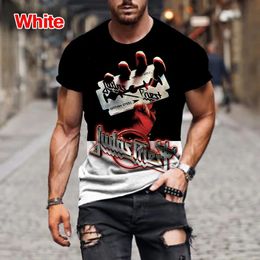Fashion Hip Hop Rock Judas Sacerdote Band 3d Camisetas impresas para hombres Topes de manga corta de manga corta Tendencia callejera de gran tamaño 240416