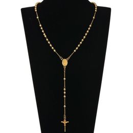 Rosaire hip hop de la mode Pray Perle Jésus Cross Long Colliers Pendants Collier de perle pour hommes Femmes 299x
