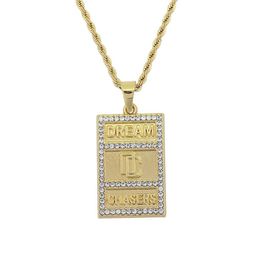 Mode Hip hop petite taille chaîne en acier inoxydable bijoux de mode rêveur DC lettres pendentifs Hip hop Necklaces205Q