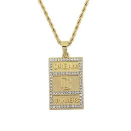 Mode Hip hop petite taille chaîne en acier inoxydable bijoux de mode rêveur DC lettres pendentifs Hip hop Necklaces228g