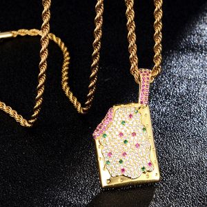 Fashion Hip New Hop Bling CZ Ice Cream Iced Out Cubic Zirkon kettingen Hangers Sieraden Charm Collier Rapper Punk Party Gifts voor vrouwen en mannen