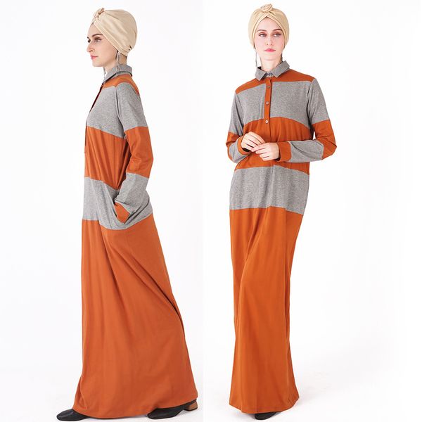 Mode hit couleur musulman abaya vêtements islamiques femme col de chemise en tricot dubaï caftan robe robe turc abaya livraison directe