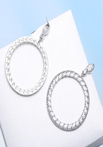 Fashion Hollow Drop Hoop Earring 5a Zircon CZ Diamond 925 STERLING Silver Engagement Mariage Boucles d'oreilles pour femmes Bridal Jewe9002253