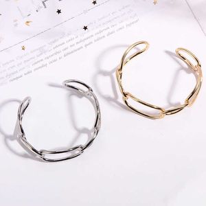 Mode Creux Ouvert Manchette Bracelets pour Femme Fille Géométrique Cercle Or Argent Couleur Bracelet Poignet Simple À La Mode Bijoux Q0719