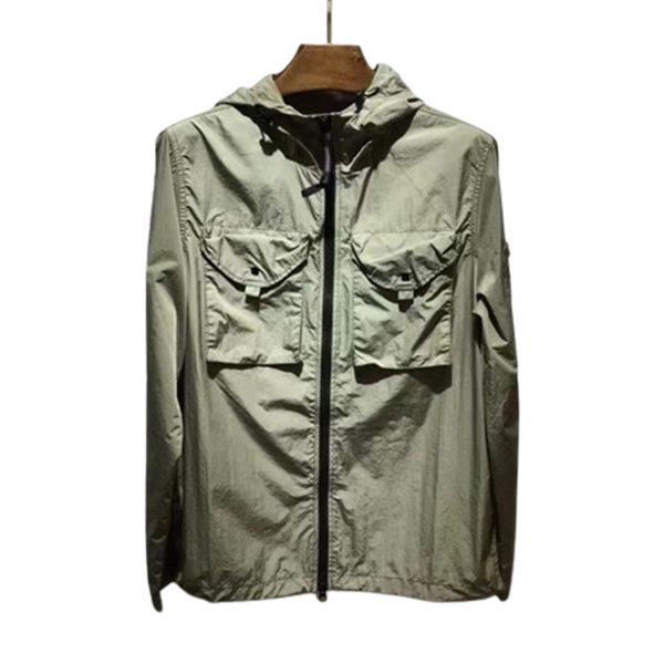 Veste À Capuche De Mode Coupe Ample Veste Pour Hommes Topstoney Brassard De Couleur Unie Veste À Fermeture Éclair Ouverte Automne Et Hiver Hommes Coupe-Vent Sports Plein Air Cape Top Manteaux