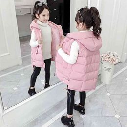 Chaleco cálido con capucha de moda para niños niñas Otoño Invierno niños espesar chaquetas sin mangas chaleco acolchado adolescentes 210818