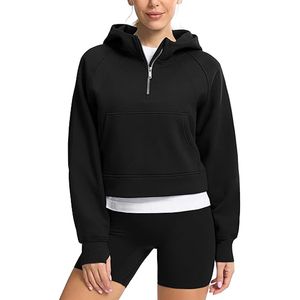 Fashion Hoodies Sweatshirts Set Casual Ladys Jumpers Hoodie Autumn Winter Yoga Pak Scuba Hoodie Half Zip Dames Sports trui Losse pluche jas Sweatshirt