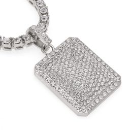 Fashion - Hop Collier bijoux Mode Gol Iced Out Chain Full Full Rinestone Tag Tag Pendant Colliers 2143
