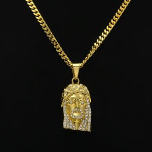 Hop Necklace Jewelry Iced Out JESUS Piece Collar colgante con cadena cubana de oro de 70 cm