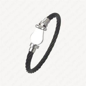 Mode Hoefijzerschroef Armband 18k Wit Verguld Zwart Roestvrij Stalen Armbanden Armbanden Voor Mannen Vrouwen Cadeau Accessoires With264n