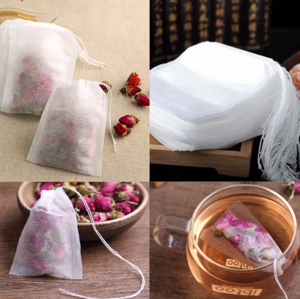 Mode chaud vide sachets de thé sachets de thé chaîne guérir joint filtre papier sachet de thé 5.5 x 7 cm pour herbe thé en vrac bb0218