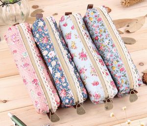 Moda caliente de alta calidad mini retro flor floral encaje lápiz caso lápiz bolsa útiles escolares maquillaje cosmético bolsa cremallera bolsa monedero KD1