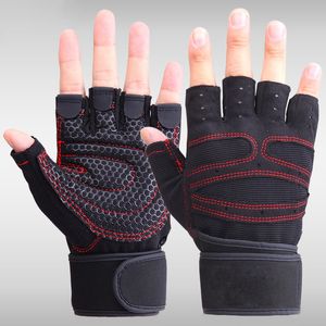 Fashion-Hot Hommes Femmes Demi Doigt Fitness Gants Haltérophilie Gants Protéger Poignet Gym Formation Fingerless Haltérophilie Sport Gants