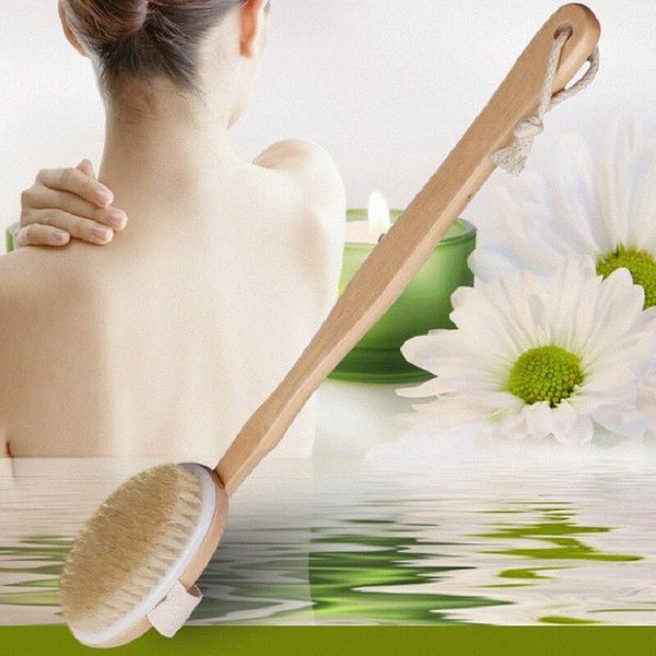 Brosse corporelle à poils longs en bois naturel, masseur, bain-douche, épurateur de Spa, vente en gros, LX8345