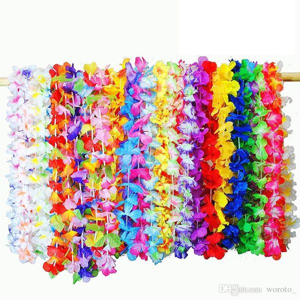 Mode Hot Party Supplies Soie Fleur Hawaïenne Lei Guirlande Hawaii Guirlande Cheerleading Produits Hawaii Collier 36 couleurs