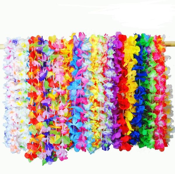 Mode Hot Party Fournitures Soie Fleur Hawaïenne Lei Garland Hawaii Couronne Cheerleading Produits Hawaii Collier 36 couleurs SN2556