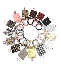 Mode Hot Koop Gemengde Kleuren Luipaard Snakeskin Plaid Solid Portemonnee Houder Sleutelhanger Big O WristLet Bangle Credit Cards Portemonnee Tassel Sleutelhanger