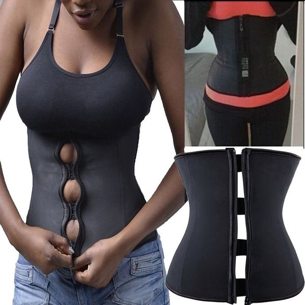 Mode-Hot vente en caoutchouc Latex taille formateur Corset et bustiers sous le buste taille Cincher fermeture à glissière et crochets gaine Shapewear Clip Cincher