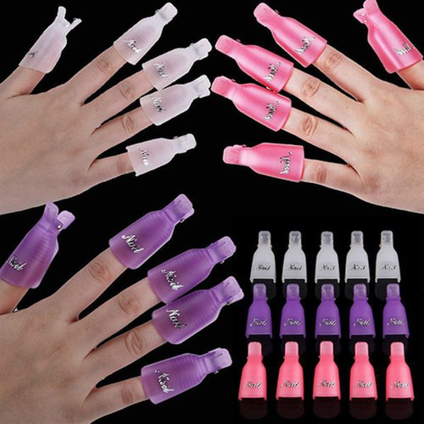 Mode vente chaude 10 pcs/lot en plastique Nail Art tremper capuchon Clip UV Gel dissolvant de vernis outil d'emballage achats gratuits