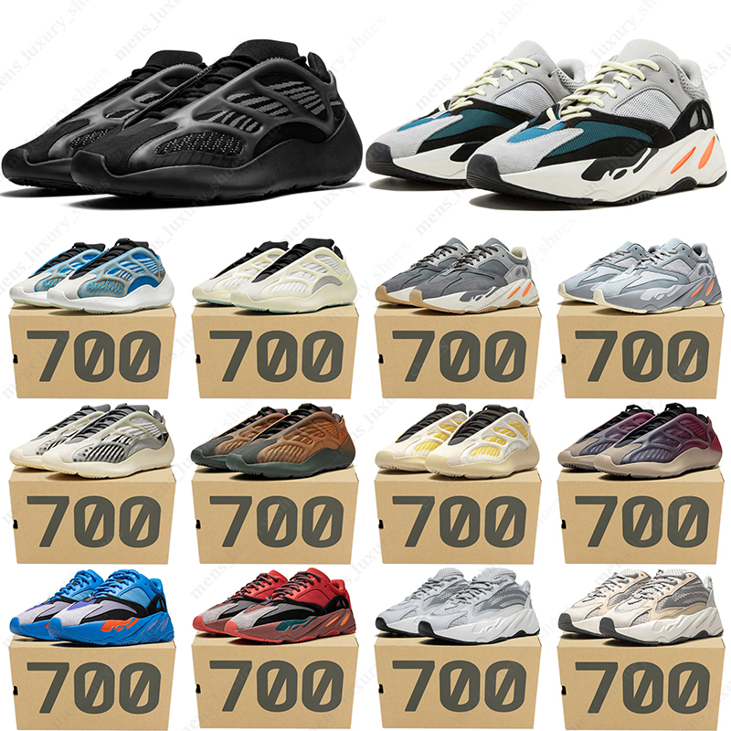 met doos hardloopschoenen Alvah Azael voor heren dames 700 Azareth Fade Salt Saffloer Utility Zwart Helder Blauw Analoog heren runner trainer