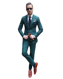 Mode chasseur vert hommes costumes Slim Fit un bouton mariés mariage smokings pas cher deux pièces costume personnalisé (veste + pantalon)