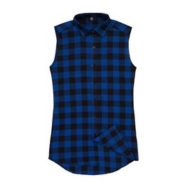 Fashion-Hzijue 2018 Spring Summer Chris Brown Plaid Mouwloos Shirt T-shirt Hip-Hop Skateboard Dubbele rits LK T-shirttank Top253Q