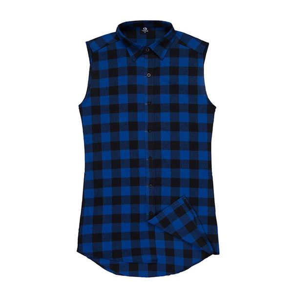 Fashion-HZIJUE 2018 Printemps Été Chris Brown Plaid Chemise Sans Manches T-shirt Hip-Hop Skateboard Double Zipper lk T-shirt Débardeur253Q