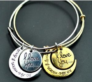 Mode je t'aime Bracelets et Bracelets de dos or argent lunes charme bracelet manchette bracelet