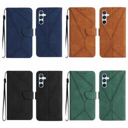 Mode I15 Hybrid Lines Étuis portefeuille en cuir pour Iphone 15 Pro Max 14 Plus 13 12 11 Iphone15 Titulaire de la fente pour carte d'identité de crédit Flip Cover Stand Purse Fashion Pouch Strap