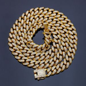 Fashion Iced Out Chains Colliers Hip Hop Bling Jewelry Men 14k Gold Miami Cuban Link Chain294S