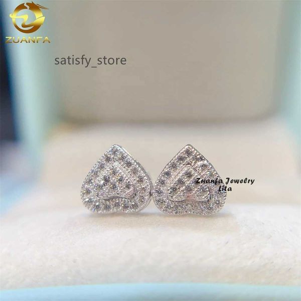 Fashion Iced Out Pass Diamond Tester Heart 925 Silver Gold plaquée Moisanite Stud Orees Oreads