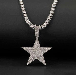 Mode Iced Out Hendant Pentagram ketting kleding tennisketen hiphop sieraden voor mannen vrouwen cadeau8420558