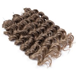 FASHION IDOL-extensiones de cabello sintético para mujer, pelo de ganchillo ondulado profundo, Passion Twist, trenzas de 24 pulgadas, color gris ombré, 240110