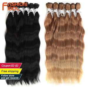 Fashion Idol Water Wave Hair Bundels Synthetische S Ombre Blond Weave 6pcspack 20 inch 240410