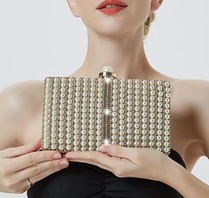 Bolso de cena de perlas de imitación a la moda, bolso de mano de diseñador para mujer, bolsos cruzados de moda, bolsos de noche