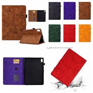 Fashion Imprint Leather Wallet Tablet Cases voor iPad Mini 6 5 4 3 2 1 iPad Mini6 Paris Eiffeltoren Butterfly Flower Bike Bicycle Card Slot Holder Sagers Zakken Bedekken Skin