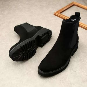 Bottines en daim et cuir véritable pour hommes, chaussures grises, Style britannique, noires, bottes habillées à la mode